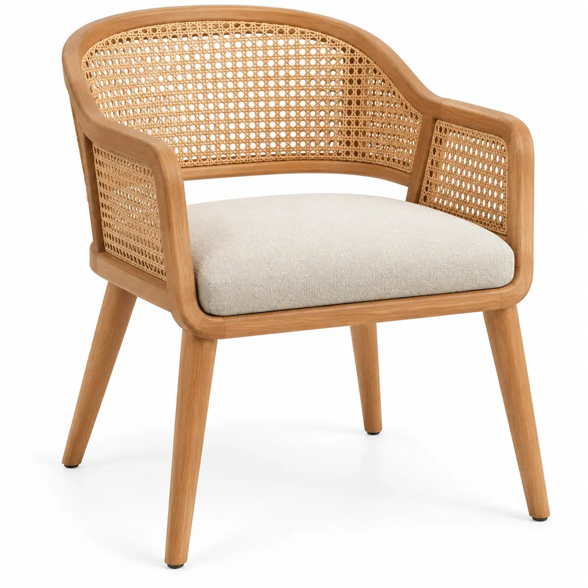 Sillón con estructura abierta con detalles de entramado, beige y marrón - soakandspalted