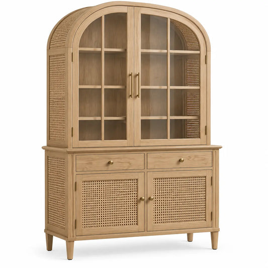 Vitrina de almacenamiento con formas arqueadas, marrón