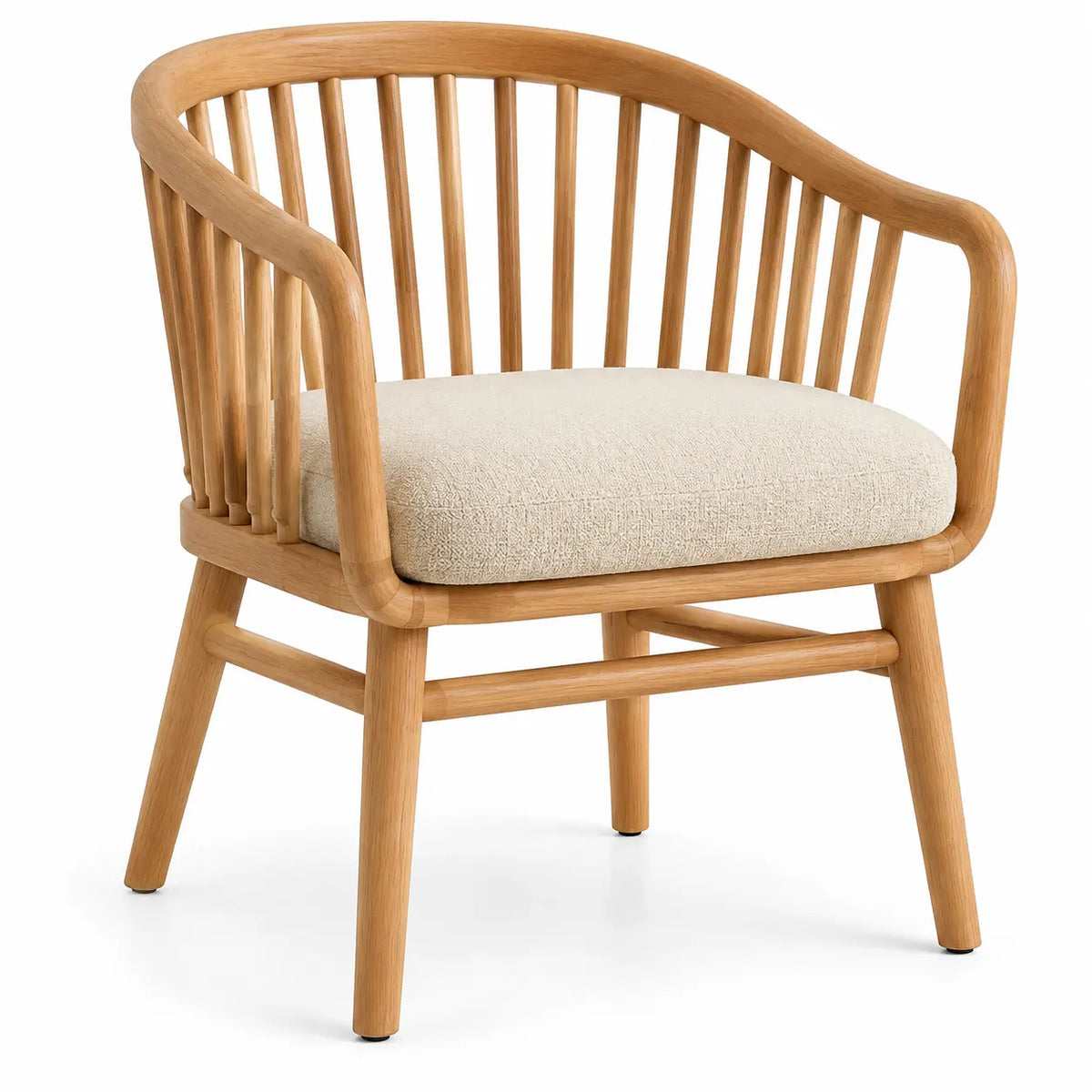 Sillón con estructura abierta con detalles de líneas verticales, beige y marrón - soakandspalted