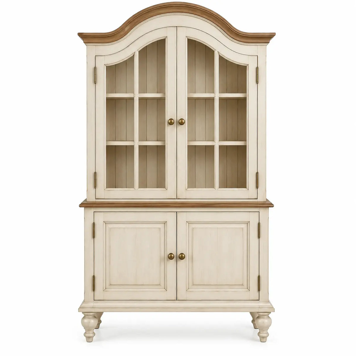 Vitrina de almacenamiento de contorno redondeado, blanco y marrón - soakandspalted