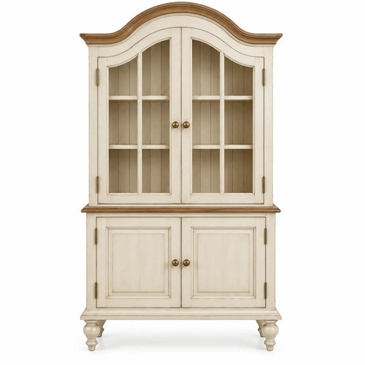 Vitrina de almacenamiento de contorno redondeado, blanco y marrón